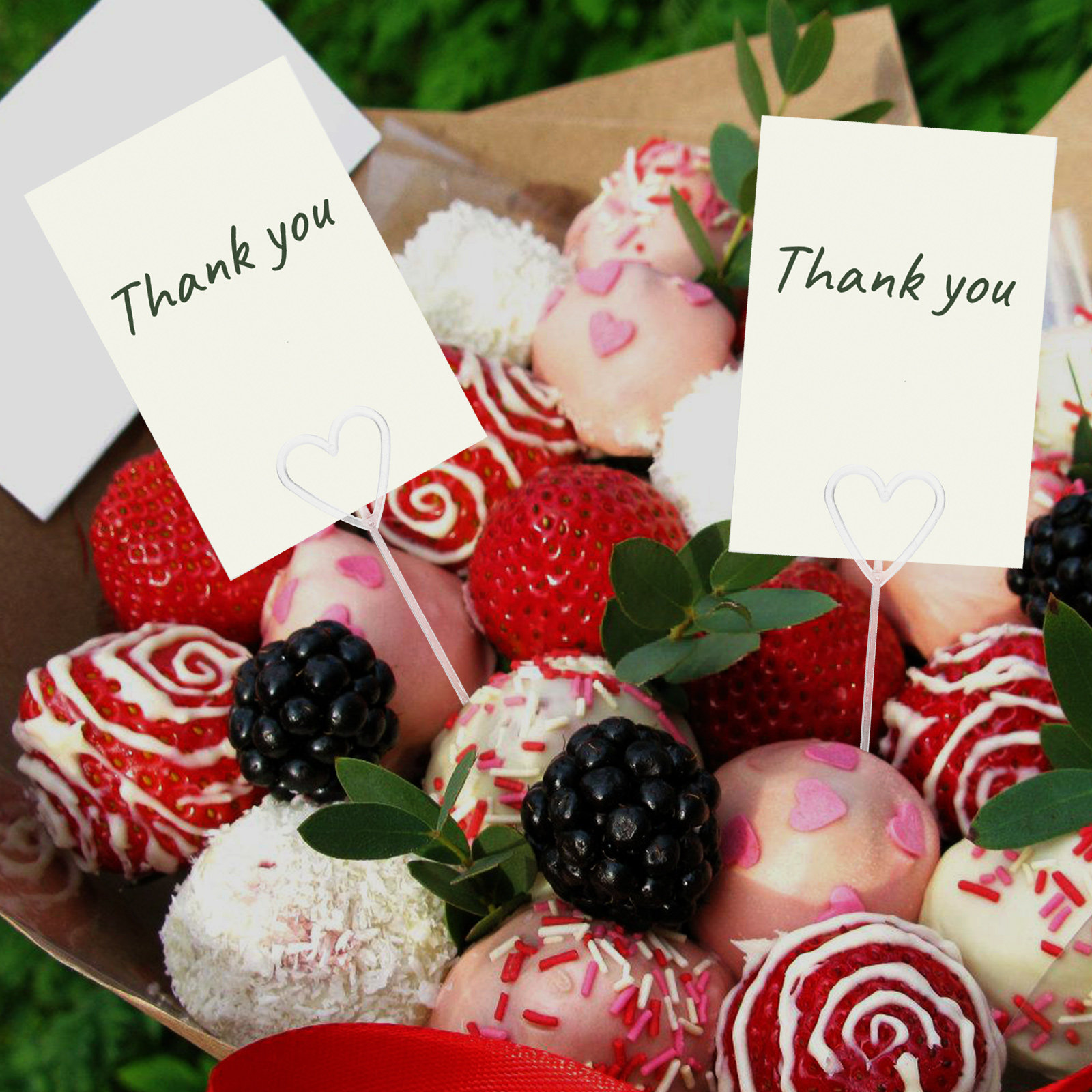 Wedding Decoration Supply - 80Pcs Floral Pick Card Holders Clear