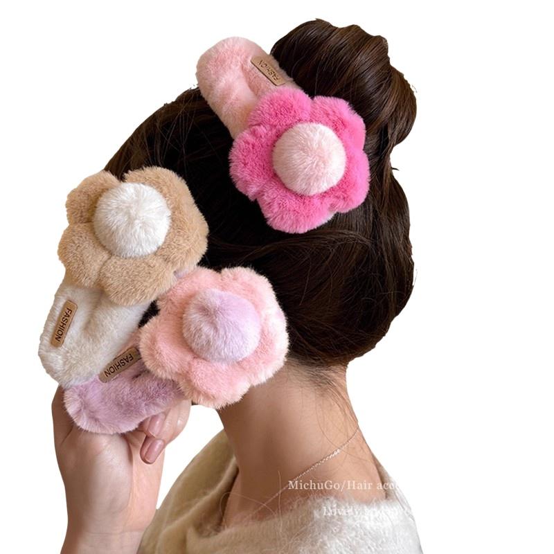 Wedding Solution - Girls Plush Flower Hair Clip Cute