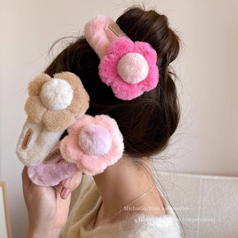 Girls Plush Flower Hair Clip C - Wedding Solution 评论和价格