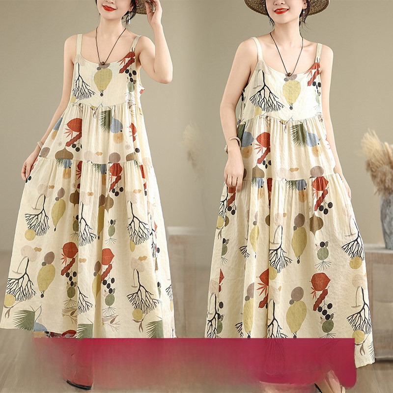 Floral Cotton Linen Maxi Dress - Good Floral & Wedding Decor Supply 评论和价格