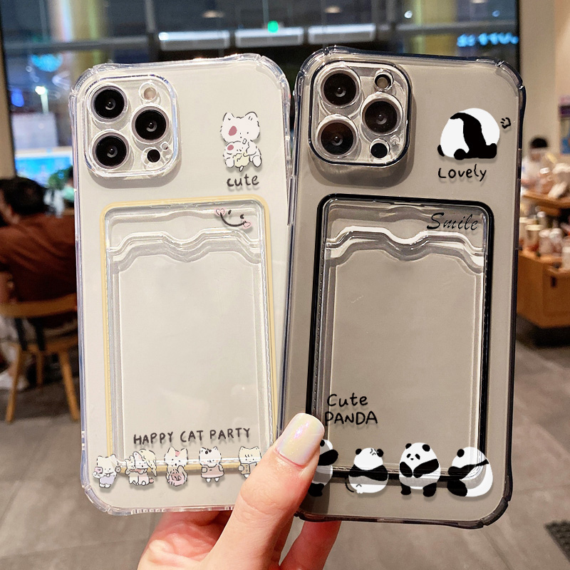Cute Black Cat Phone Case For  - Place Card Holder 评论和价格